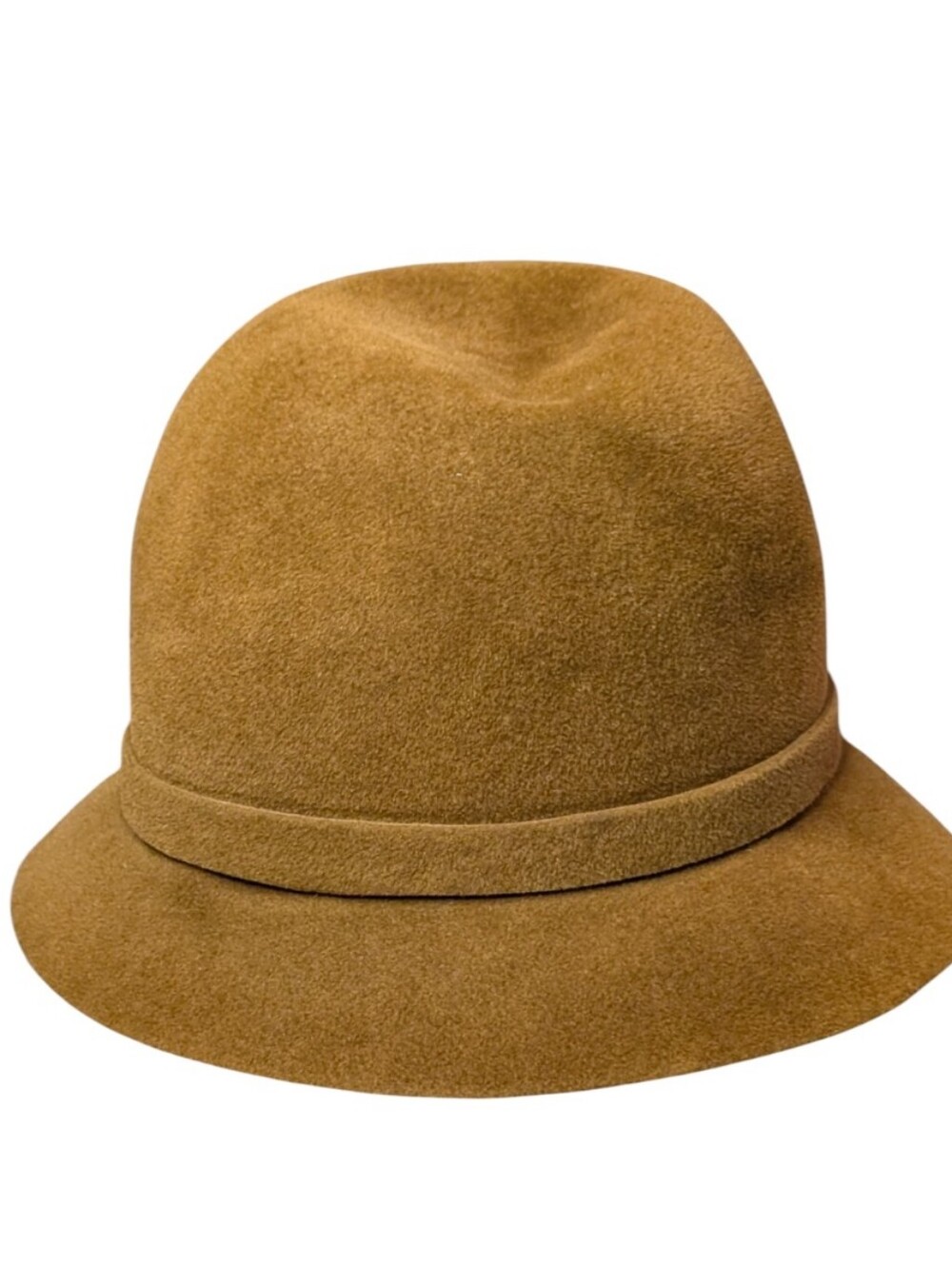 Vintage Velour golden brown cloche bowler hat OSFM bucket cap